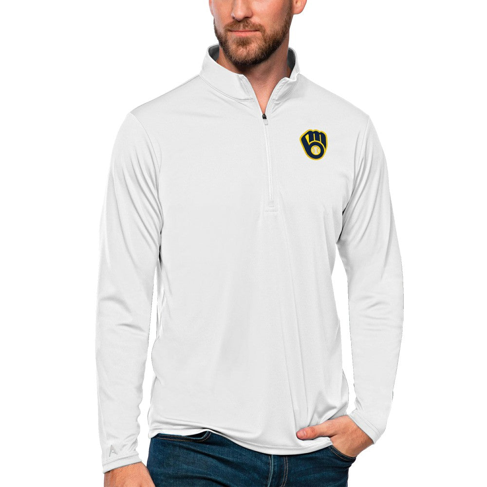 Milwaukee Brewers Antigua Tribute Quarter-Zip Pullover Top | MLB Outlet