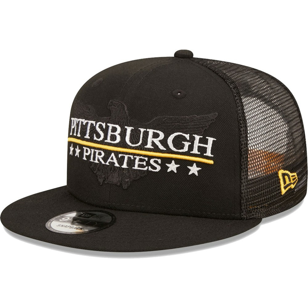 Pittsburgh Pirates New Era Patriot Trucker 9FIFTY Snapback Hat | MLB Discount