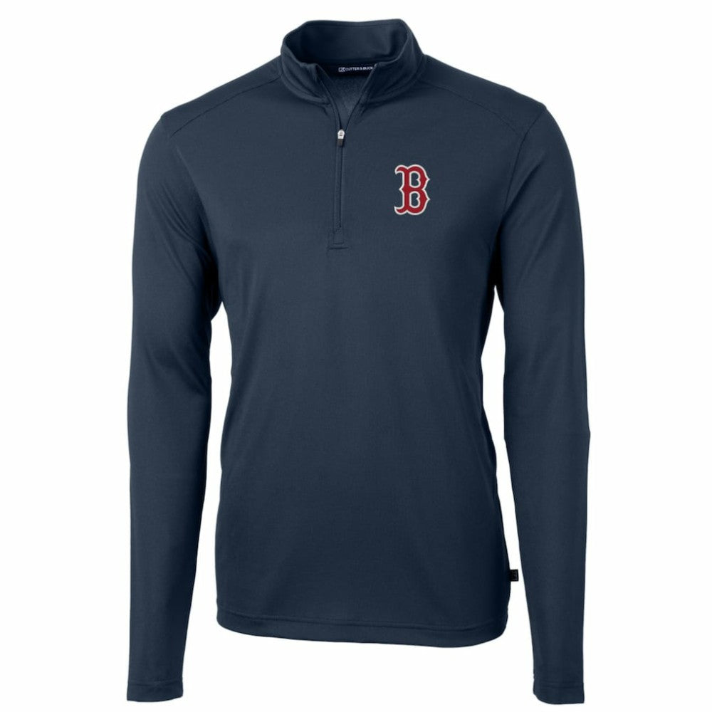 Boston Red Sox Cutter & Buck Big & Tall Virtue Eco Pique Quarter-Zip Pullover Jacket | MLB Shop