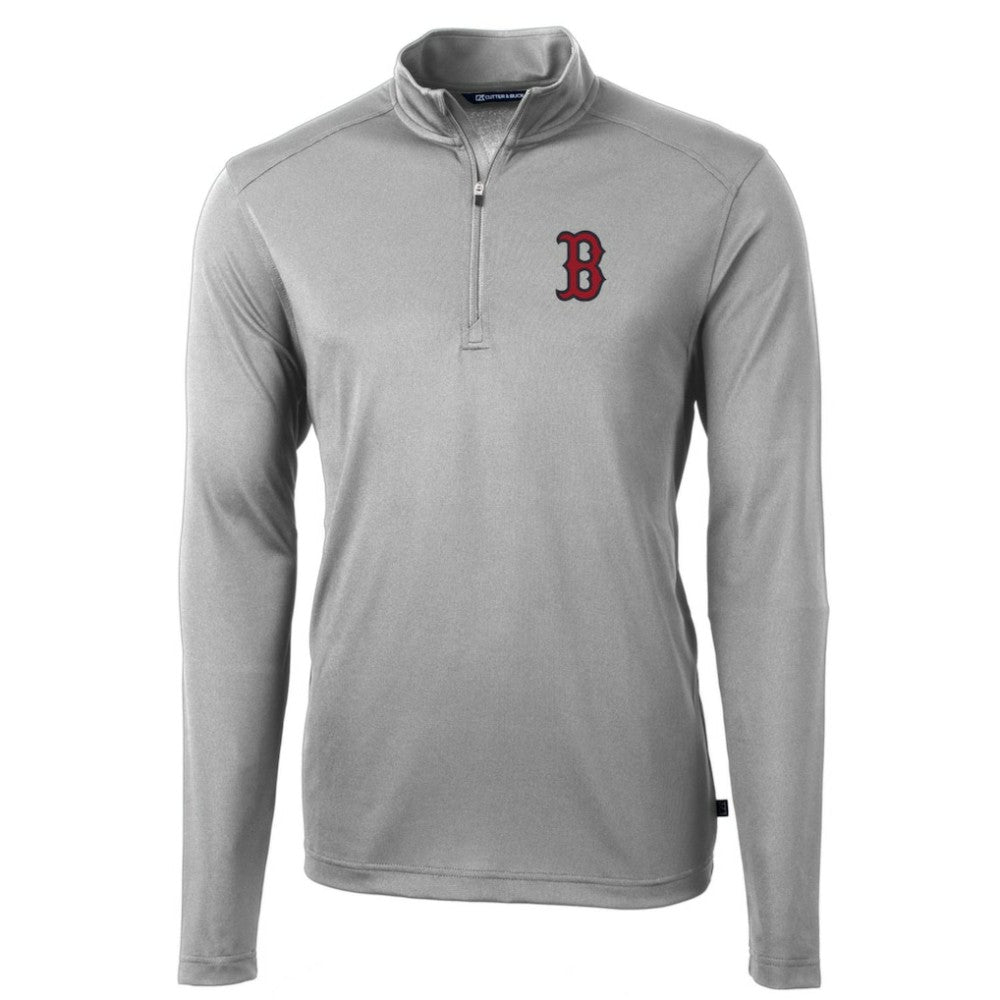 Boston Red Sox Cutter & Buck Big & Tall Virtue Eco Pique Quarter-Zip Pullover Jacket | MLB Discount