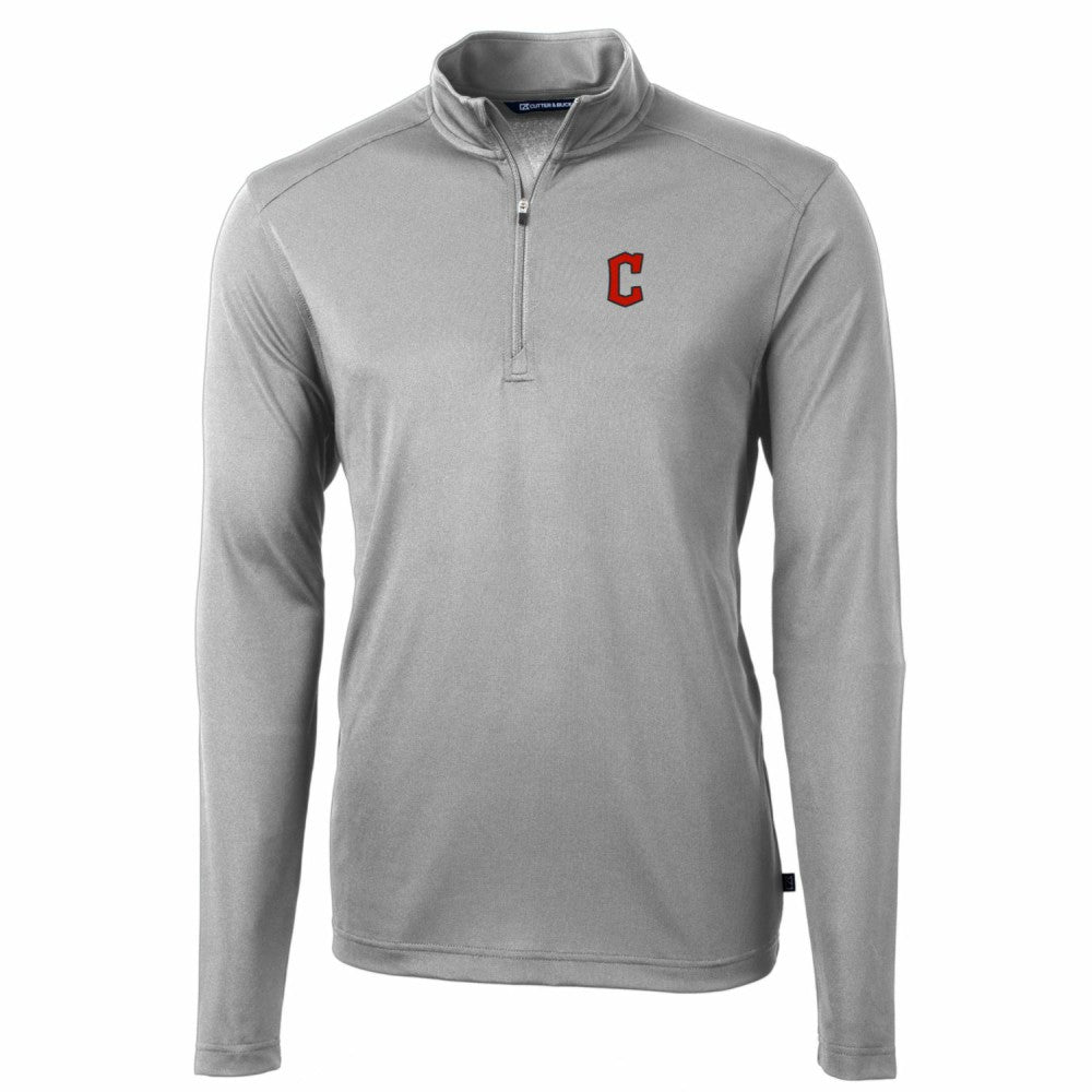 Cleveland Guardians Cutter & Buck Big & Tall Virtue Eco Pique Quarter-Zip Pullover Jacket | MLB Sale