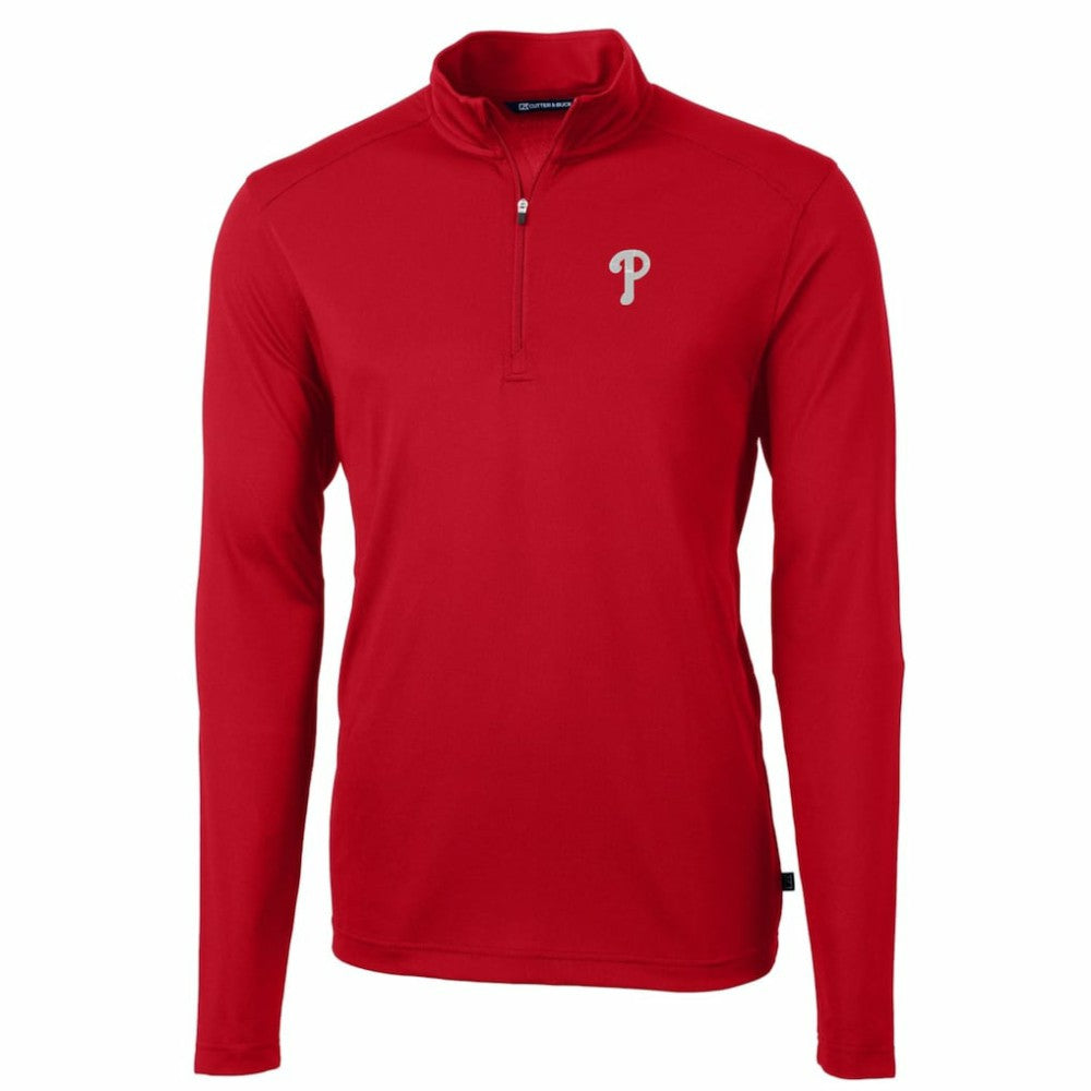Philadelphia Phillies Cutter & Buck Big & Tall Virtue Eco Pique Quarter-Zip Pullover Jacket | MLB For sale