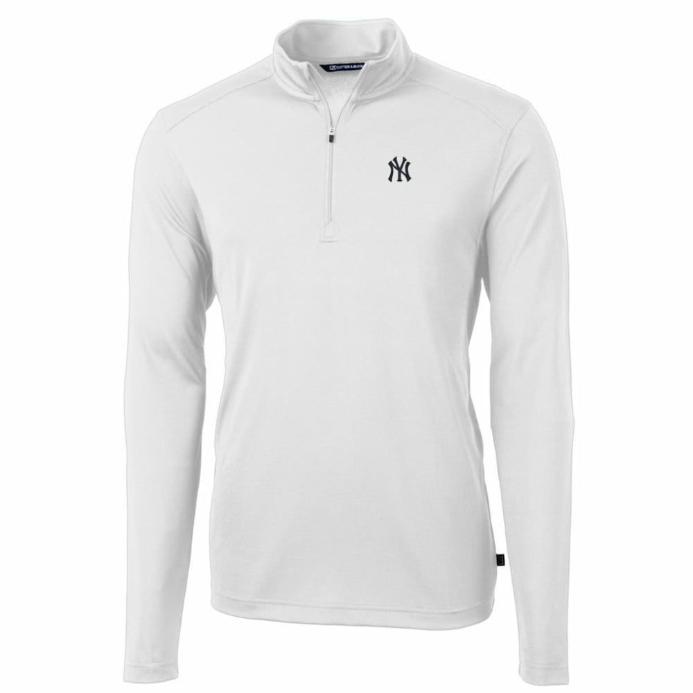 New York Yankees Cutter & Buck Big & Tall Virtue Eco Pique Quarter-Zip Pullover Jacket | MLB New