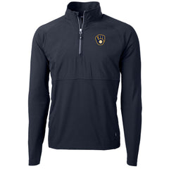 Milwaukee Brewers Cutter & Buck Adapt Eco Knit Hybrid Recycled Quarter-Zip Pullover Jacket | MLB Outlet