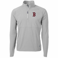 Boston Red Sox Cutter & Buck Adapt Eco Knit Hybrid Recycled Quarter-Zip Pullover Jacket | MLB Sale