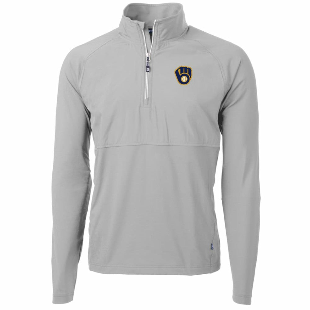 Milwaukee Brewers Cutter & Buck Adapt Eco Knit Hybrid Recycled Quarter-Zip Pullover Jacket | MLB Sale