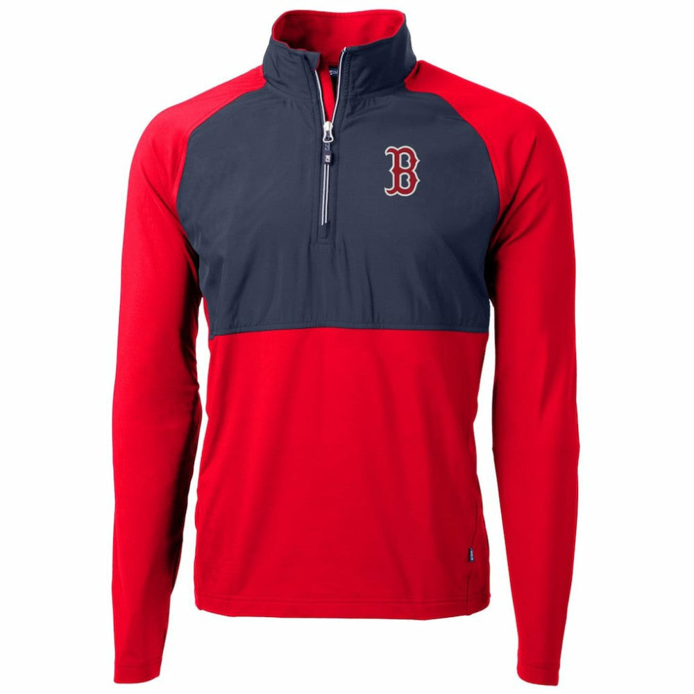 Boston Red Sox Cutter & Buck Adapt Eco Knit Hybrid Recycled Quarter-Zip Pullover Jacket | MLB Outlet