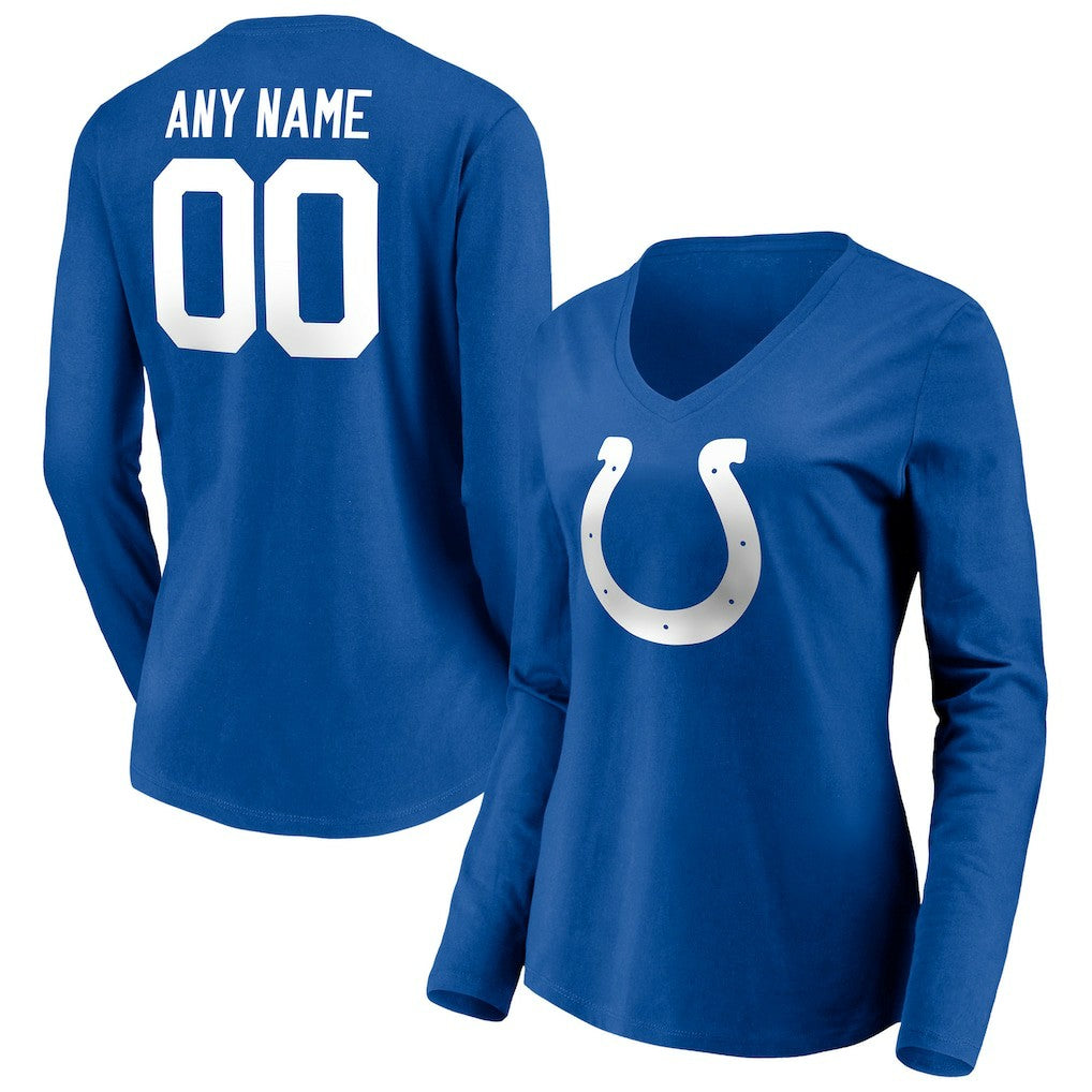 Indianapolis Colts  Women's Team Authentic Personalized Name & Number Long Sleeve V-Neck T-Shirt