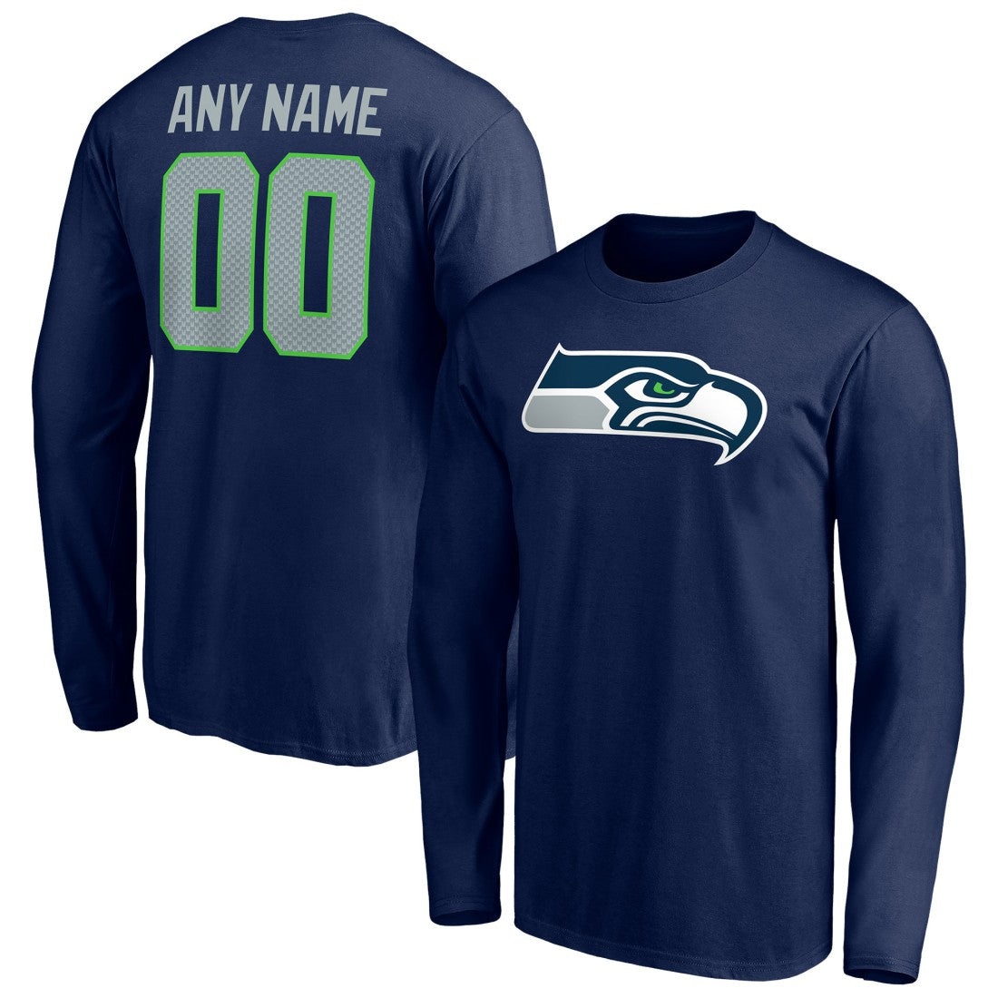 Seattle Seahawks  Team Authentic Personalized Name & Number Long Sleeve T-Shirt