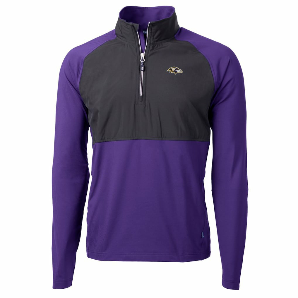 Baltimore Ravens  Cutter & Buck Adapt Eco Knit Hybrid Recycled Quarter-Zip Raglan Jacket