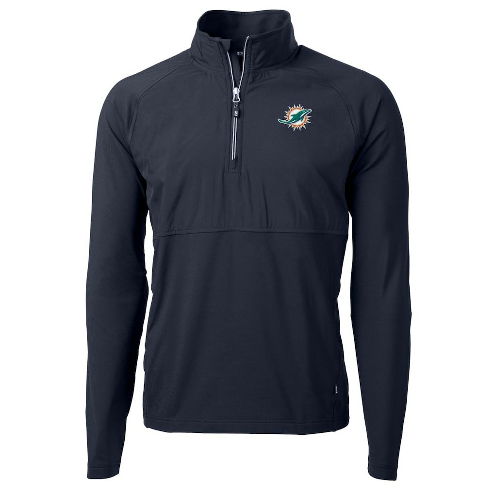 Miami Dolphins  Cutter & Buck Adapt Eco Knit Hybrid Recycled Quarter-Zip Raglan Jacket