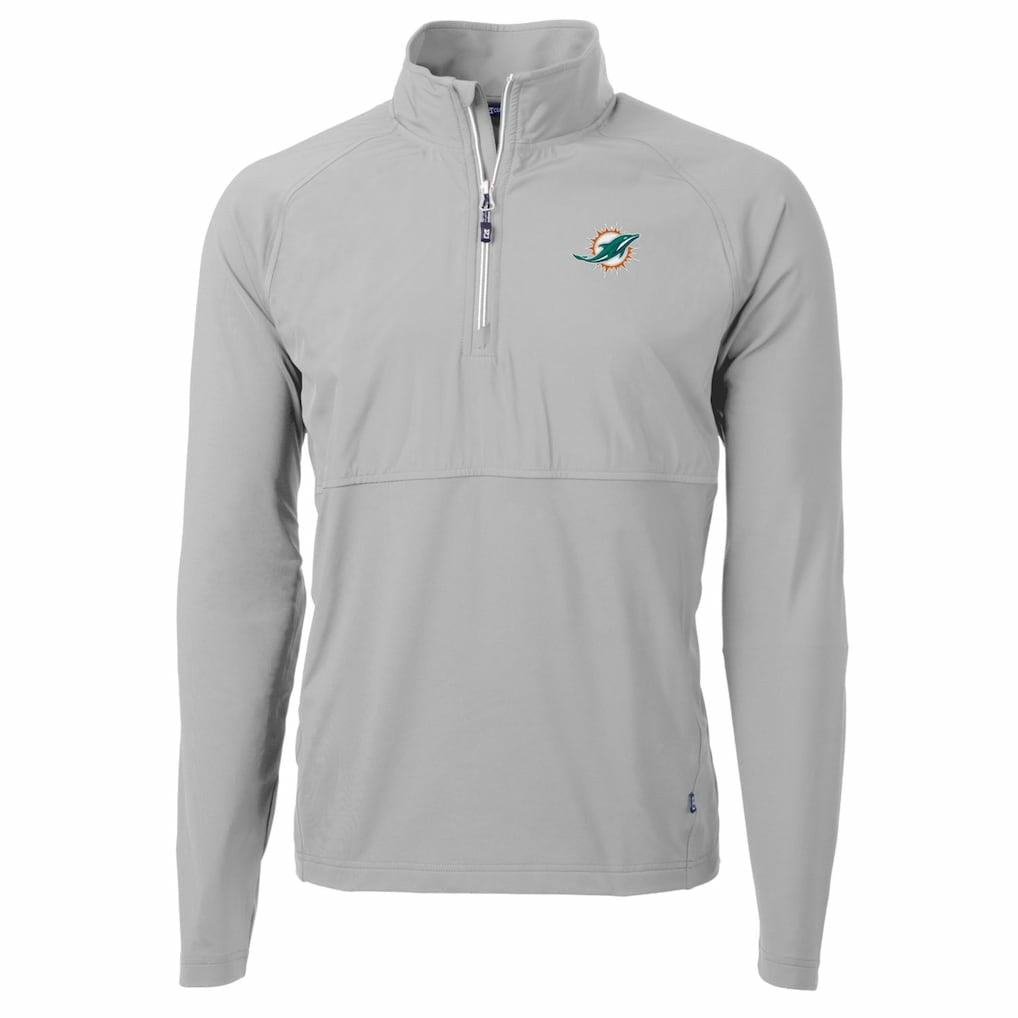 Miami Dolphins  Cutter & Buck Adapt Eco Knit Hybrid Recycled Quarter-Zip Raglan Jacket
