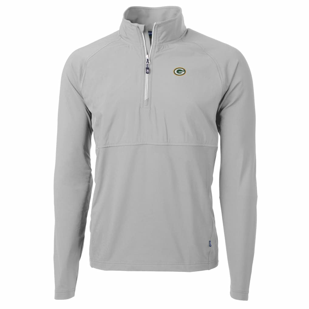 Green Bay Packers  Cutter & Buck Adapt Eco Knit Hybrid Recycled Quarter-Zip Raglan Jacket