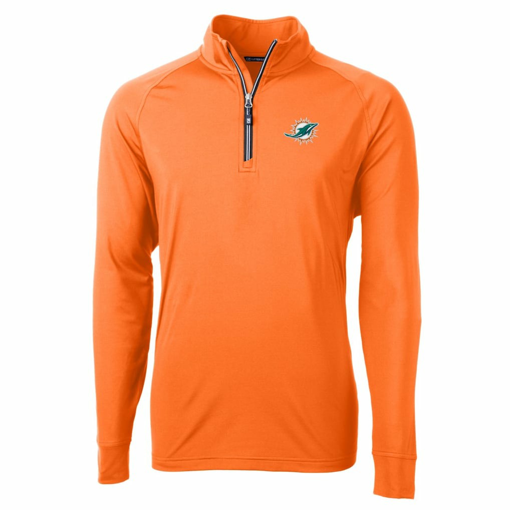 Miami Dolphins  Cutter & Buck Adapt Eco Knit Stretch Recycled Quarter-Zip Jacket