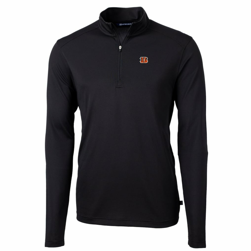 Cincinnati Bengals  Cutter & Buck Big & Tall Virtue Eco Pique Quarter-Zip Pullover Jacket