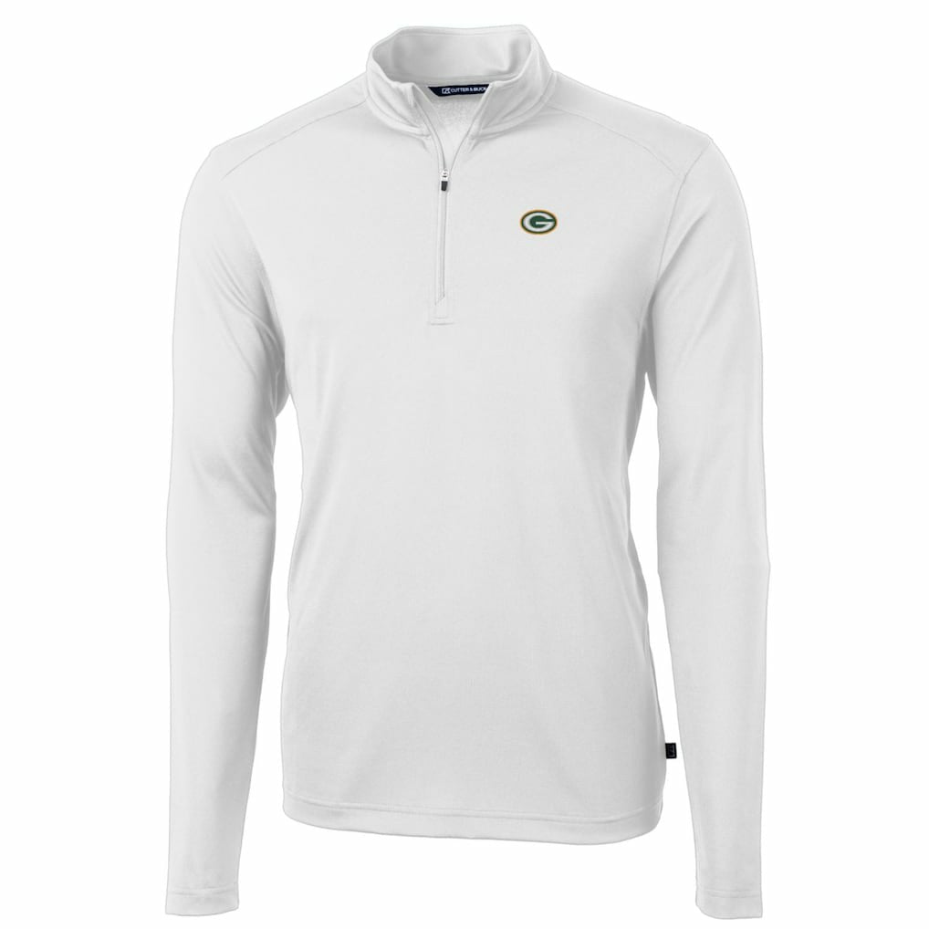 Green Bay Packers  Cutter & Buck Big & Tall Virtue Eco Pique Quarter-Zip Pullover Jacket