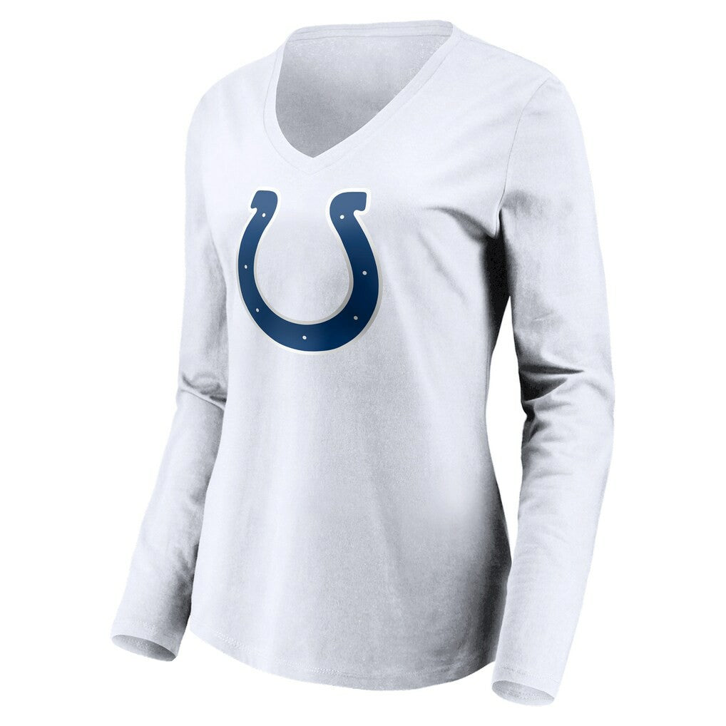 Indianapolis Colts  Women's Team Authentic Logo Personalized Name & Number V-Neck Long Sleeve T-Shirt