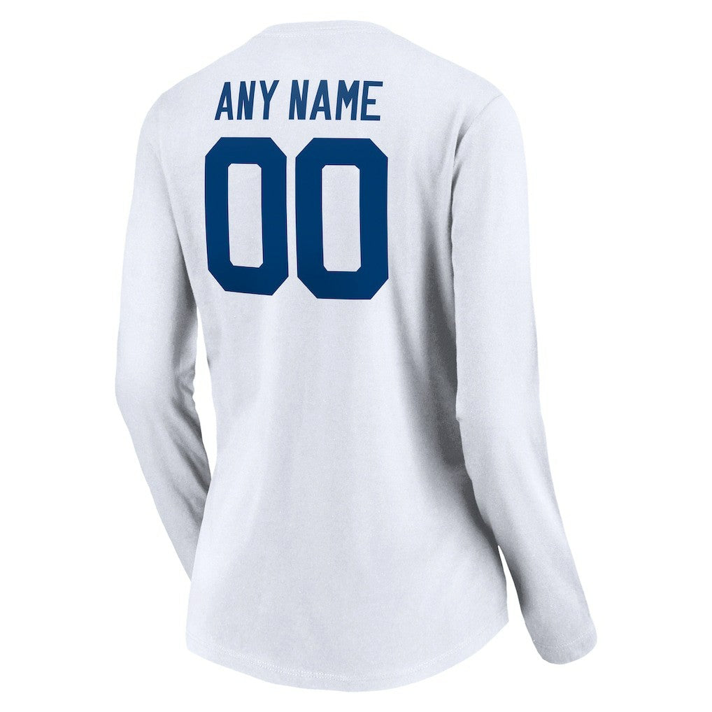 Indianapolis Colts  Women's Team Authentic Logo Personalized Name & Number V-Neck Long Sleeve T-Shirt