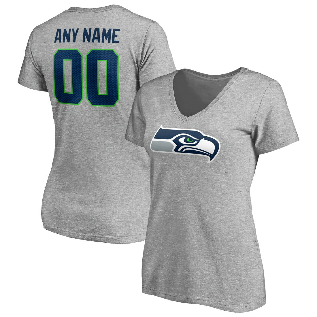 Seattle Seahawks  Women's Team Authentic Custom V-Neck T-Shirt