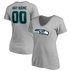 Seattle Seahawks  Women's Team Authentic Custom V-Neck T-Shirt