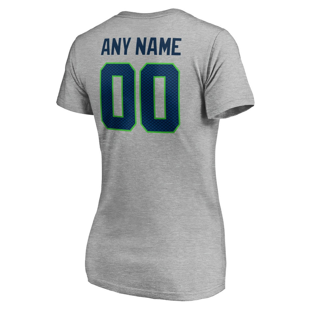 Seattle Seahawks  Women's Team Authentic Custom V-Neck T-Shirt