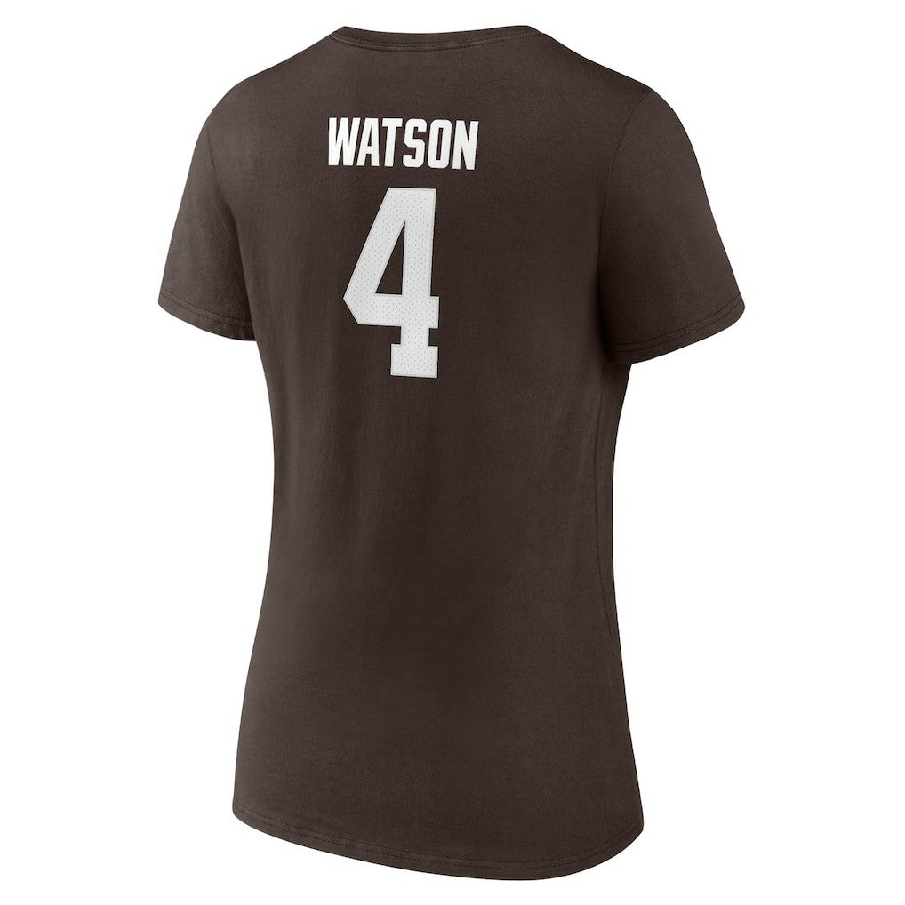 Cleveland Browns Fanatics Deshaun Watson  Women's Player Icon Name & Number V-Neck T-Shirt