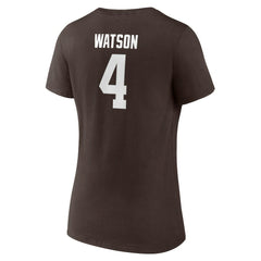 Cleveland Browns Fanatics Deshaun Watson  Women's Player Icon Name & Number V-Neck T-Shirt