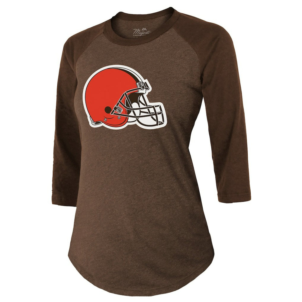 Cleveland Browns  Deshaun Watson  Majestic Threads Women's Name & Number Raglan 3/4 Sleeve T-Shirt