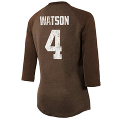 Cleveland Browns  Deshaun Watson  Majestic Threads Women's Name & Number Raglan 3/4 Sleeve T-Shirt