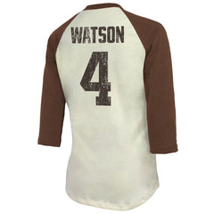 Cleveland Browns  Deshaun Watson  Majestic Threads Women's Player Name & Number Tri-Blend Three-Quarter Sleeve T-Shirt