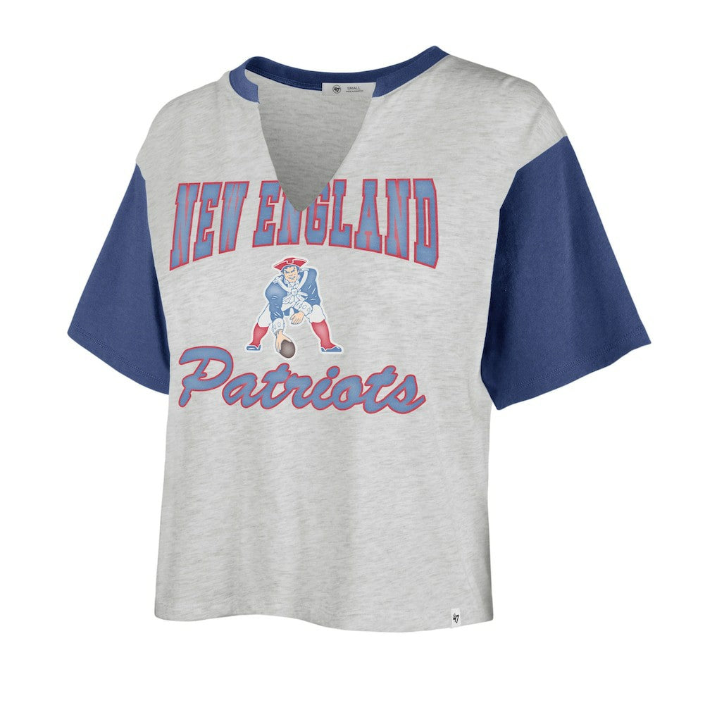 New England Patriots 47 brand '47 Women's Sandy Daze Dolly V-Neck Cropped T-Shirt