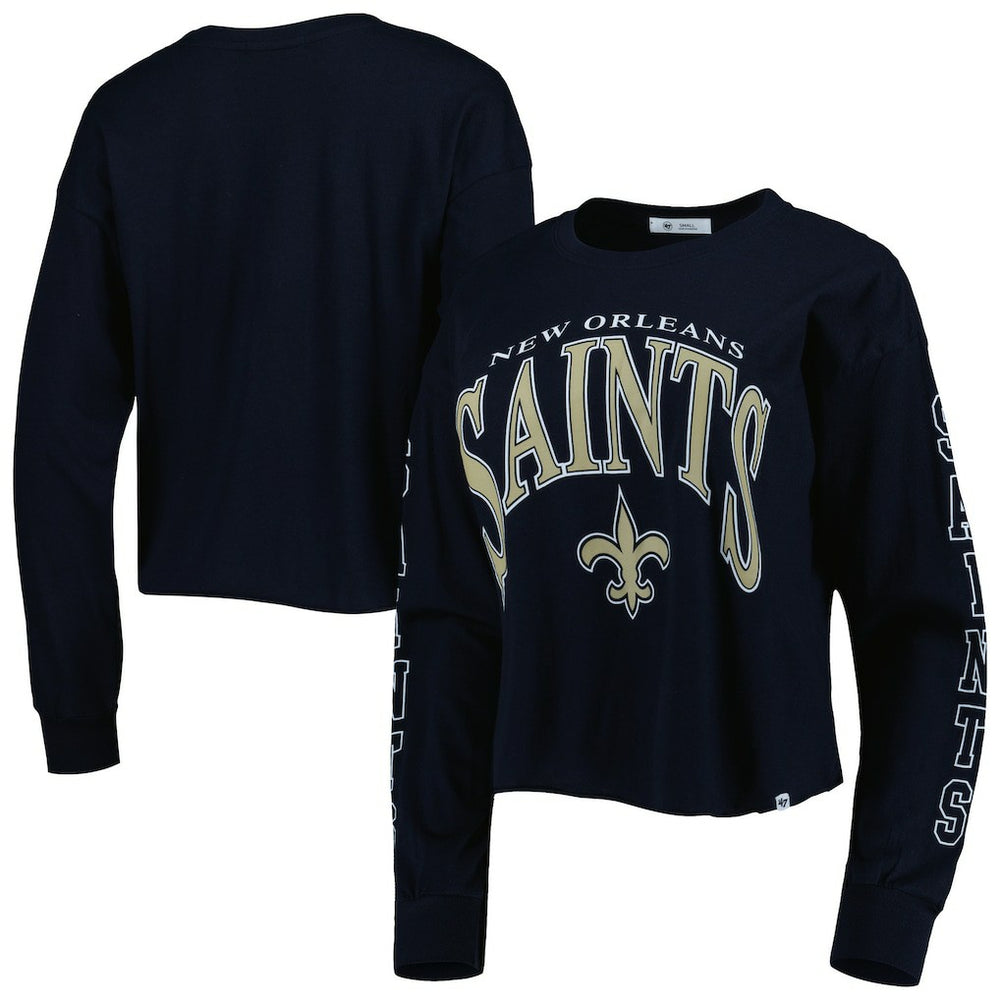 New Orleans Saints 47 brand '47 Women's Skyler Parkway Cropped Long Sleeve T-Shirt
