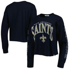 New Orleans Saints 47 brand '47 Women's Skyler Parkway Cropped Long Sleeve T-Shirt