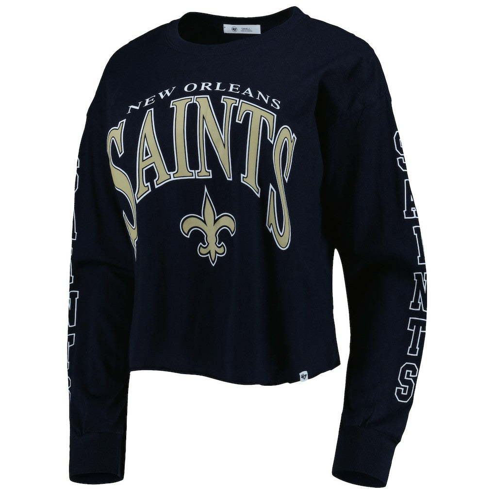 New Orleans Saints 47 brand '47 Women's Skyler Parkway Cropped Long Sleeve T-Shirt