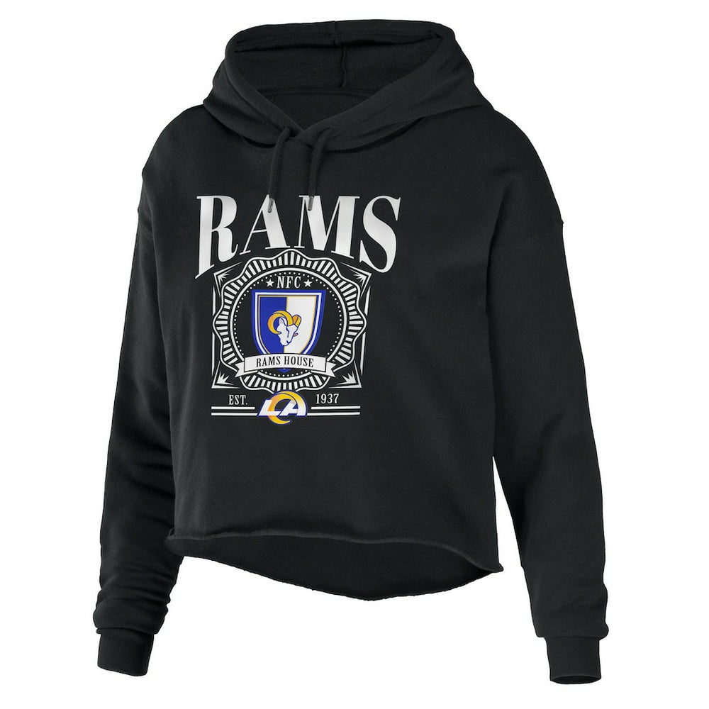 Los Angeles Rams  WEAR by Erin Andrews Women's Cropped Sponge Fleece Pullover Hoodie