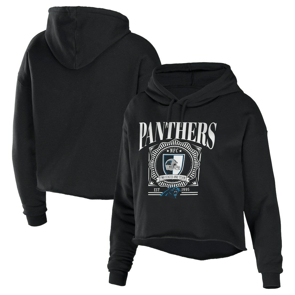 Carolina Panthers  WEAR by Erin Andrews Women's Cropped Sponge Fleece Pullover Hoodie