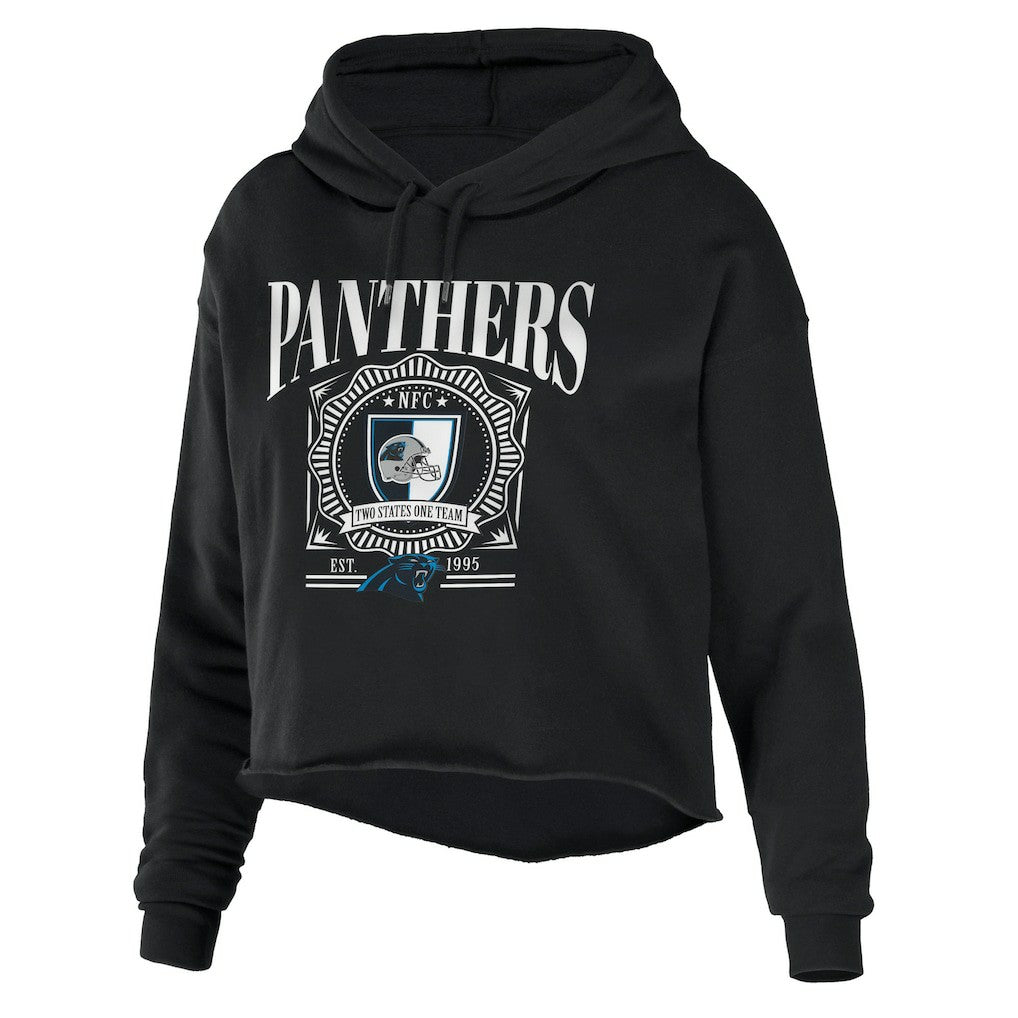 Carolina Panthers  WEAR by Erin Andrews Women's Cropped Sponge Fleece Pullover Hoodie