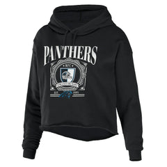Carolina Panthers  WEAR by Erin Andrews Women's Cropped Sponge Fleece Pullover Hoodie