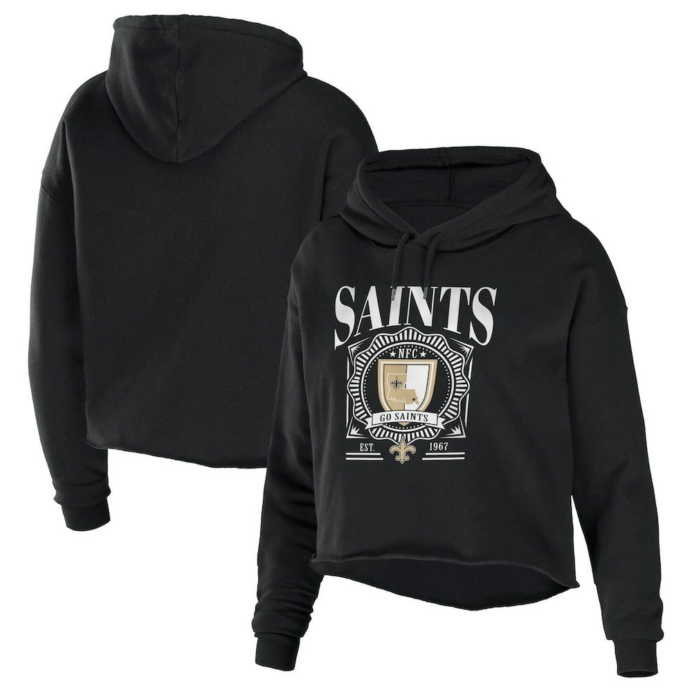 New Orleans Saints  WEAR by Erin Andrews Women's Cropped Sponge Fleece Pullover Hoodie