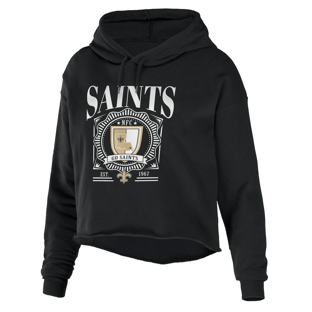 New Orleans Saints  WEAR by Erin Andrews Women's Cropped Sponge Fleece Pullover Hoodie