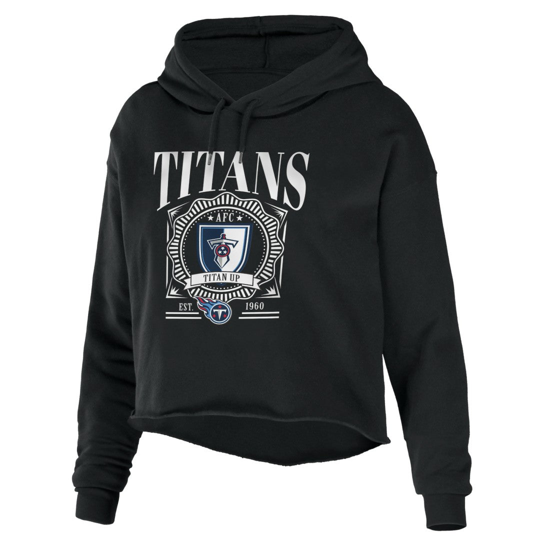Tennessee Titans  WEAR by Erin Andrews Women's Cropped Sponge Fleece Pullover Hoodie