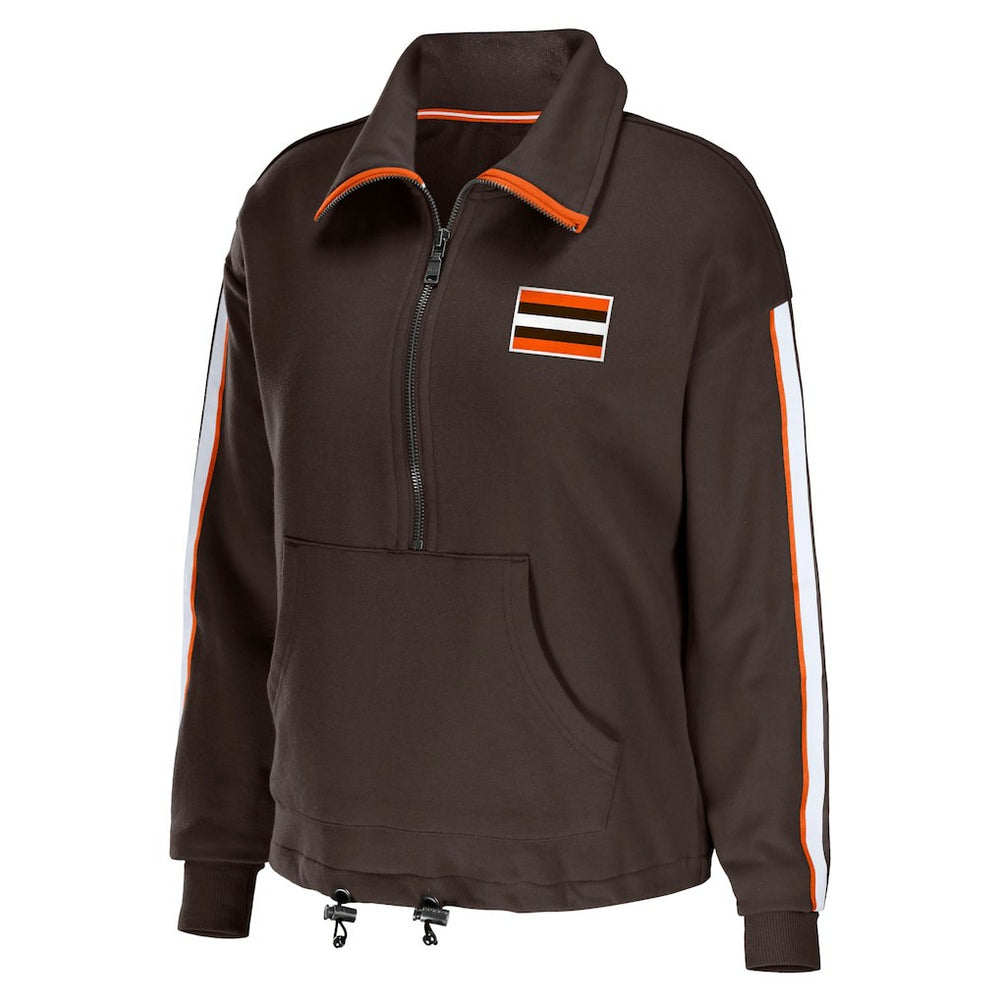 Cleveland Browns  WEAR by Erin Andrews Women's Logo Stripe Half-Zip Top
