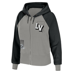 Las Vegas Raiders  WEAR by Erin Andrews Women's Colorblock Lightweight Full-Zip Hoodie