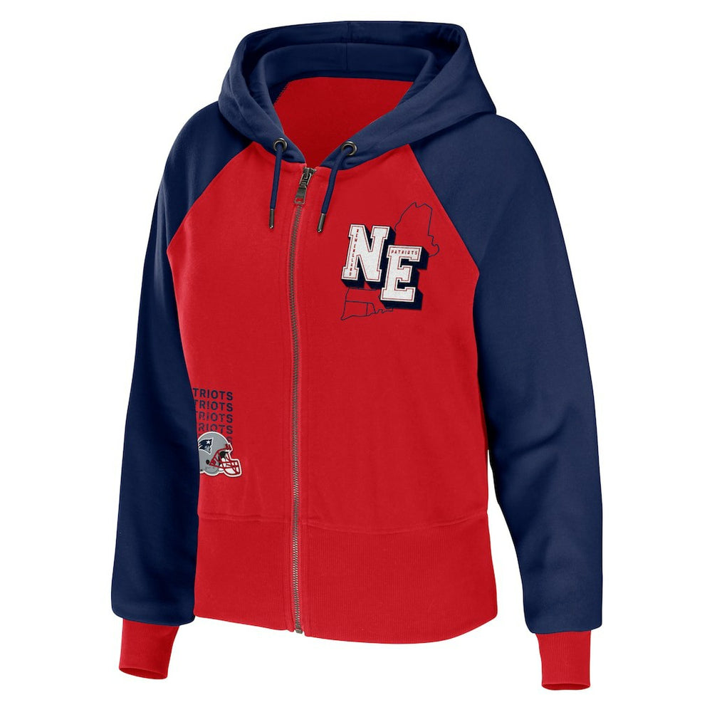 New England Patriots  WEAR by Erin Andrews Women's Colorblock Lightweight Full-Zip Hoodie