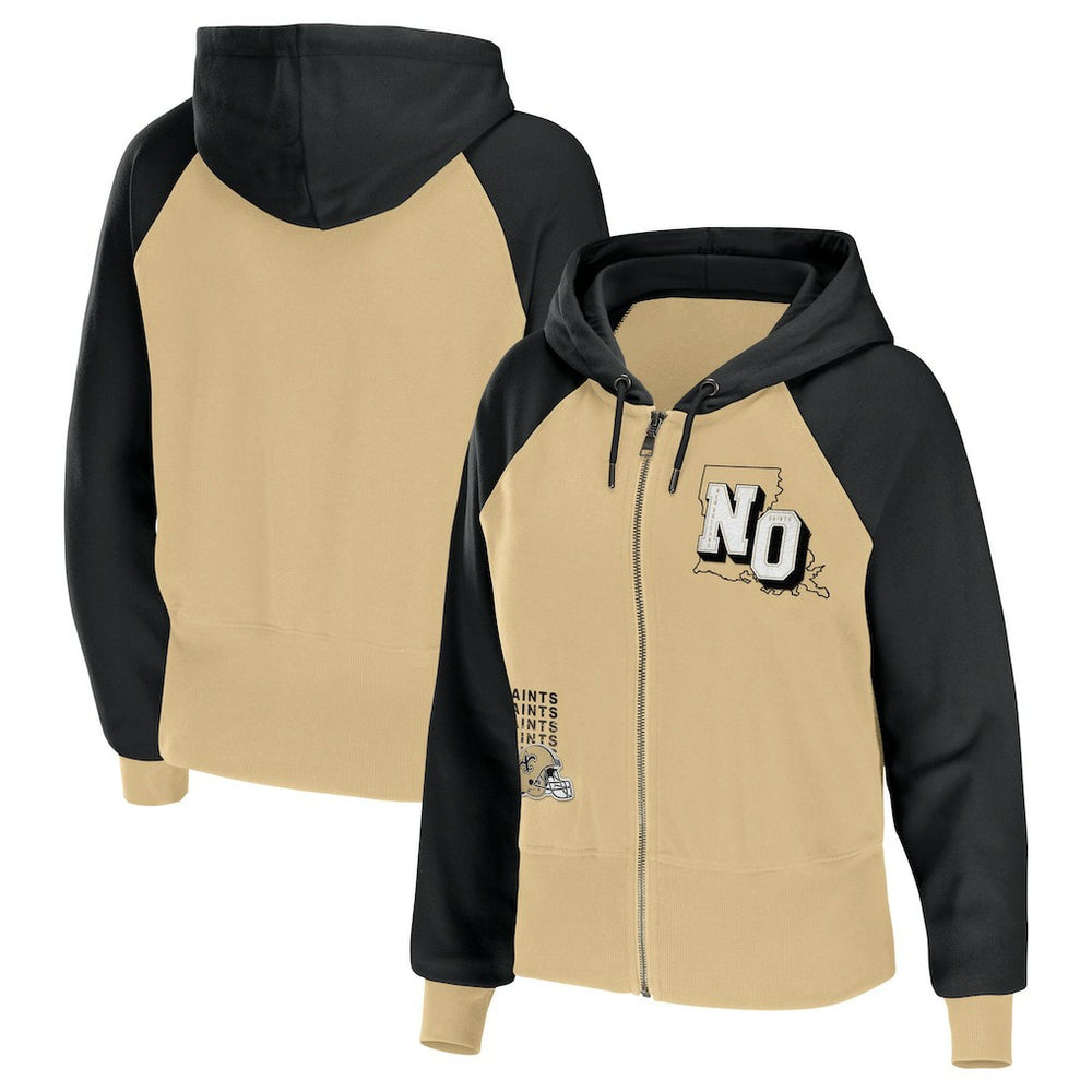 New Orleans Saints  WEAR by Erin Andrews Women's Colorblock Lightweight Full-Zip Hoodie