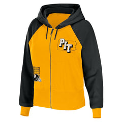 Pittsburgh Steelers  WEAR by Erin Andrews Women's Colorblock Lightweight Full-Zip Hoodie