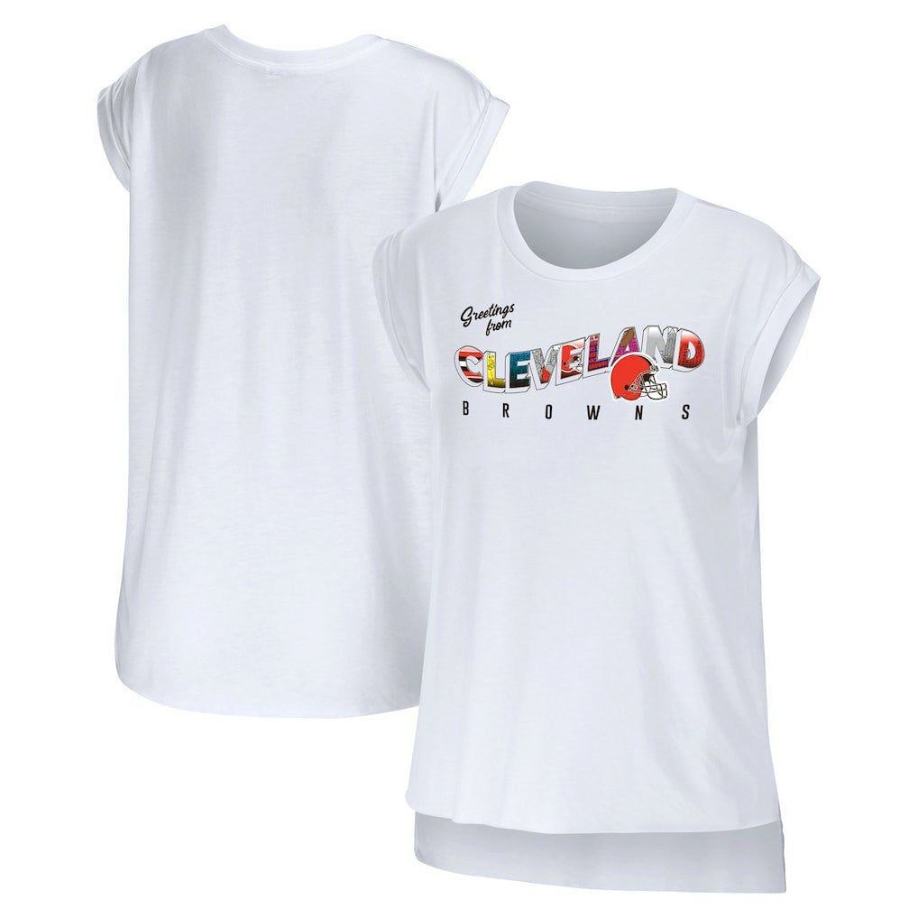 Cleveland Browns  WEAR by Erin Andrews Women's Greetings From Muscle T-Shirt