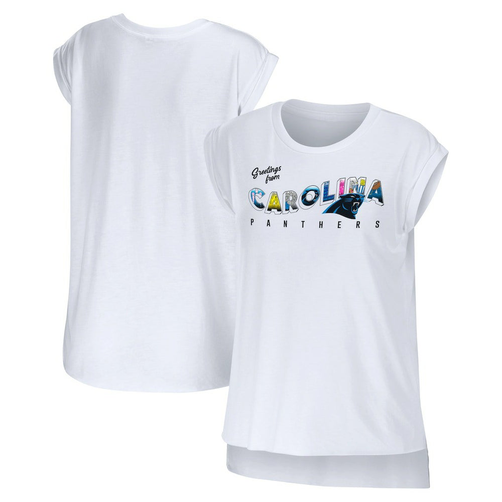 Carolina Panthers  WEAR by Erin Andrews Women's Greetings From Muscle T-Shirt