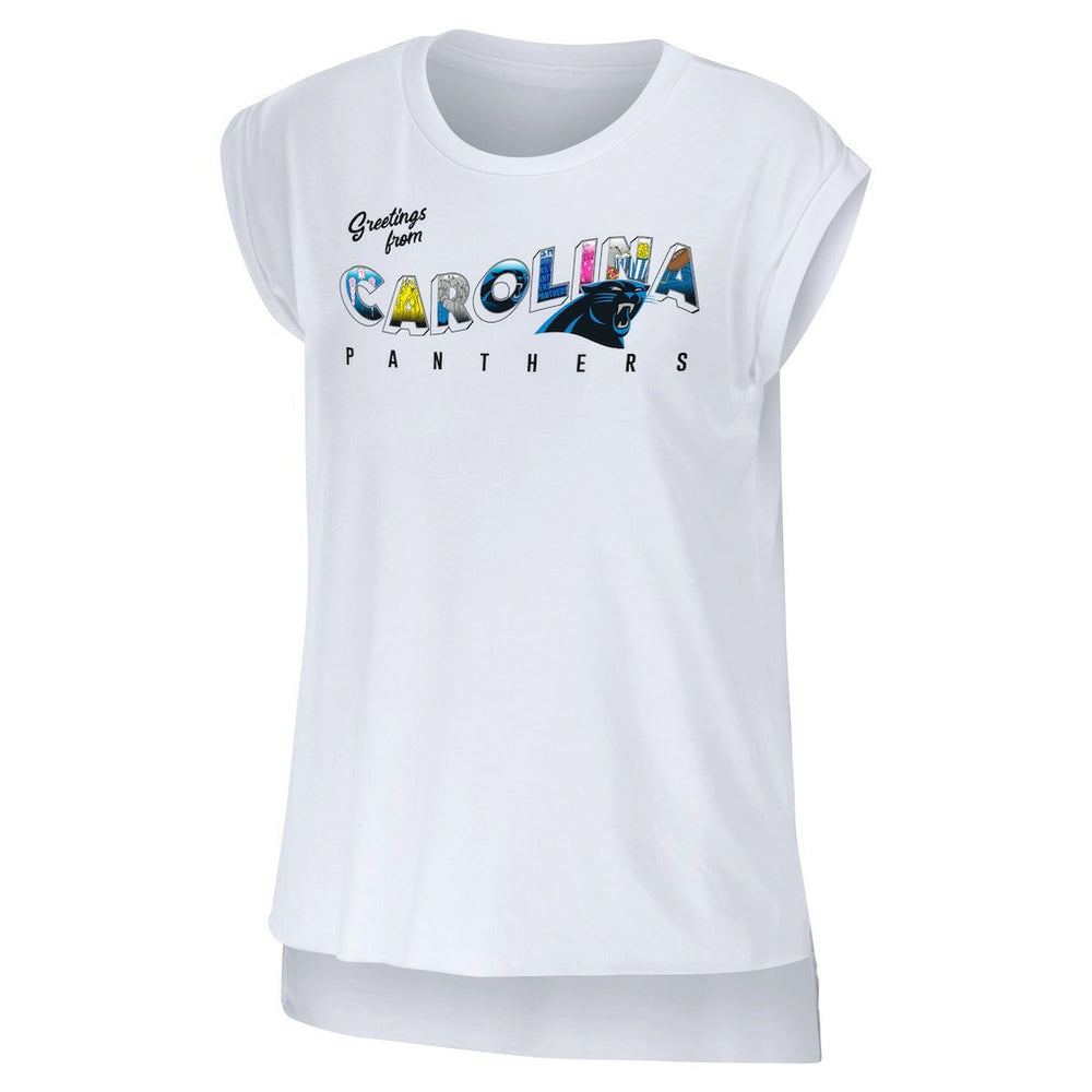 Carolina Panthers  WEAR by Erin Andrews Women's Greetings From Muscle T-Shirt