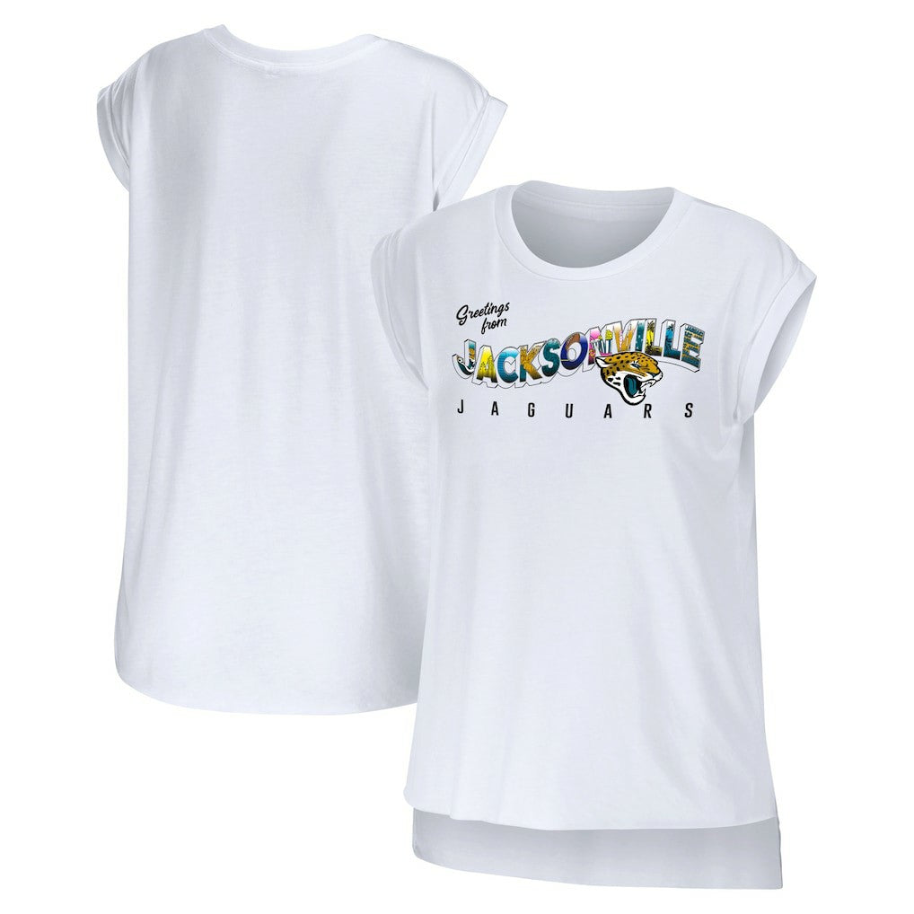 Jacksonville Jaguars  WEAR by Erin Andrews Women's Greetings From Muscle T-Shirt